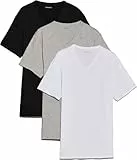 Calvin Klein Herren 3er Pack T-Shirts Kurzarm mit V-Ausschnitt, Mehrfarbig (Black, White, Grey Heather), L