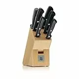 WMF Classic Line Messerblock mit Messerset 7-teilig, bestückt, 5 Messer, Wetzstahl, Buchenholz-Block, Spezialklingenstahl, schwarz