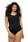 Ulla Popken Damen große Größen Übergrößen Plus Size Badeanzug, extraweiches Futter, seitliche Raffung Marine 58+ 818434130-58+