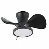 ocioc Deckenventilator mit Beleuchtung und Fernbedienung, Ø56cm LED Deckenlampe mit Ventilator, Leise DC Motor, 6 Geschwindigkeiten, 3CCT Dimmbar, Timer, für Schlafzimmer Wohnzimmer Küche Schwarz