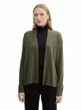 TOM TAILOR Damen Strickjacke mit Schalkragen, 10920 - Deep Forest Green, M