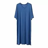 Generisch Nachthemd Herren Kurzarm Leichte Schlafshirt Weiche Schlafhemd Bequemer Nachtwäsche Sleepshirt Nachtkleid Sleepshirt Große Größen Pyjamaoberteil Atmungsaktiv Patientenhemd