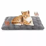 XIAPIA Selbstheizende Decke Katze & Hunde, Flauschig Selbstwärmende Katzendecke ohne Kabel, Wärmedecke Heizdecke ohne Strom, Washbar Thermodecke Katzenkissen Katzenbett Indoor im Auto Grau 60 * 45 cm
