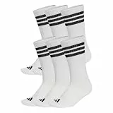 adidas Unisex 3 Stripes Essentials Cushioned Crew Socks 6 Pair Pack, white/black/black, 40-42