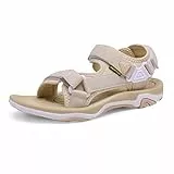 DREAM PAIRS Sandalen Damen Sommer Sandals Women TPR-Sohle & komfortable EVA-Zwischensohle,Size 40.5,Beige,DSA214