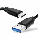 subtel usb Kabel 1,0m kompatibel mit Jabra Evolve2 65, Elite Active 75t, 85t, 85h, 45h, BIZ 2300 Ladekabel C Type C auf A 2.0 Datenkabel 3A schwarz PVC