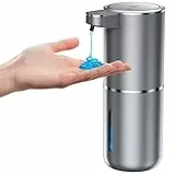 Fantictas Seifenspender Automatisch Wandbefestigung mit Sensor Infrarot,380ml Elektrischer Seifenspender ohne Bohren mit USB Wiederaufladbar,IPX5 Silber Plastik (Nicht strapazierloser Stahl)