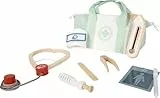 small Foot Arzttasche Spielset Salbeigrün, 9-teiliges Spielset mit Stethoskop, Spritze, Thermometer, Stofftasche, für Kinder ab 3 Jahren, 12739