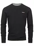 Indicode Herren INSigfinn Langarmshirt aus Baumwollmix | Herrenshirt Langarm Longsleeve Shirt Männer Black, M
