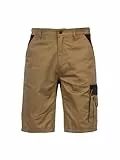 Fortum Kurze Hosen Herren - Kurze Arbeitshose Herren mit Cargotasche, Werkzeugtasche, 2 Fronttaschen, 2 Gesäßtaschen mit Patte und Klettverschluss, Arbeitshosen Männer Kurz, Elastischer Bund Khaki 50
