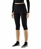 FALKE Damen Baselayer-Hose Maximum Warm 3/4 W Ti Funktionsmaterial schnelltrocknend 1 Stück, Schwarz Black 3000, S