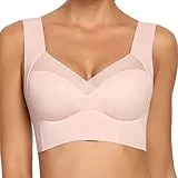 WOWENY BH Damen Ohne Bügel Schlaf Bustier Push up Damen Spitze Bralette T Shirt BH Schalen BHS Bügelloser Still Klassischer BHs Top Bralette Komfort Weicher Seamless Rosa 3XL