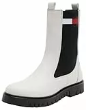 Tommy Jeans Damen Chelsea Boots aus Leder, Weiß (Ecru), 40