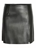 NOISY MAY Damen Nmclara Penny Pu Hw Slit Skirt Noos Rock, Schwarz, M EU
