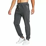ZOXOZ Jogginghose Herren Baumwolle mit Reißverschluss Taschen Hosen Trainingshose Sporthose Lang Sweatpants Dunkelgrau 2XL