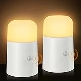 WARMTUYO Nachtlicht mit Bewegungsmelder, 2 Stück Nachtlicht Kinder Lampe Batteriebetrieben, Nachtlicht mit Bewegungsmelder Innen Batterie, Auto EIN/AUS Sensor Licht Für Kinderzimmer Flur, Warmes Weiß
