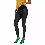 MAMALICIOUS Damen Vmmseven glatte belagte bukser Noos Pants, Black/Detail:coated, M / 32