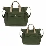 2PAC Canvas Tasche Damen Herren Umhängetasche,Täglich Canvas Tote Bag Schultertasche Shopper Lässige Laptop Bag Henkeltasche Stofftasche für Uni,Arbeit,Schule,Reise und Einkaufen (Grün)