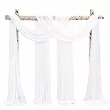Showgeous 2 Packs Querbehang Cremeweiß 73cmx610cm Tüll Foto Hintergrund Hochzeit Vorhang Deko Weiss Chiffon-Stoff Hochzeitsbogen Gardinen für Laube Hochzeit Torbogen Zeremonie Fotografie Party