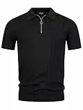Indicode Herren INSago Poloshirt mit Reißverschluss | Herrenpoloshirt Polokragen Baumwollshirt Black, M