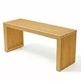Adabor Sitzbank aus Bambus Holz – Hochwertige Holzbank für Flur, Wohnzimmer, Esszimmer und Küche, stabile & Pflegeleichte Schuhbank | extrem belastbar, höhenverstellbar & rutschfest