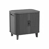 Keter Velo Aufbewahrungsschrank – 113 L – Graphit – wetterfest, abschließbar, Holzoptik, stapelbar, mit Schiebetüren – 62,3×47×62,4 cm