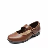DREAM PAIRS Ballerinas Damen Remonte Schuhe Damen Trachtenschuhe Damen Supportive 3D Insole Adjustable Strap,Size 40,Braun,SDFA2407W