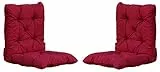 Ambientehome Sitzkissen Auflage Sitzpolster, 98 x 50 x 8 cm, 2er Set, rot, 50 Prozent Baumwolle 50 Prozent Polyester