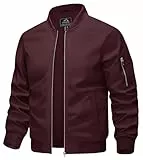 KEFITEVD Sommerjacke Herren Leicht Blouson Jacke Sommer Frühling Übergangsjacke mit Stehkragen Männer Military Jacke Weinrot XL