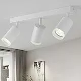 FORCOSO Deckenstrahler Schwenkbar 350°, 3 Flammig Deckenlampe Weiß Spotlight, GU10 Spots Deckenleuchte, Blendfrei Strahler Innen Lampe Decke, Wohnzimmer Schlafzimmer Küche Deckenspots Wandstrahler