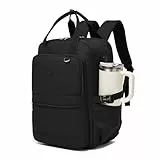 KONO Rucksack Damen 15,6 Zoll Laptop Rucksack, Geräumiger Wasserabweisender Schulrucksack mit Flaschenfach, 2 in 1 Daypack für Arbeit, Uni, Reise und Büro (Schwarz)