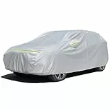 Favoto Autoabdeckung Vollgarage Auto Abdeckplane - Staubdicht Wasserdicht Autoplane Kompatibel mit Ford Focus Opel Astra VW Golf Opel Astra für Schrägheck (415-450 cm) Silber