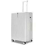 MGOB Koffer Mittelgroß Hartschalen Erweiterbar in Polycarbonat Reisekoffer mit 4 Rollen und Haken | 65x44x27/32cm | 71L-85L(Weiß, L)