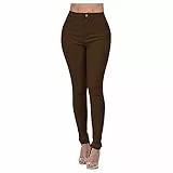 YCBMINGCAN Jeans Für Damen Mit Hoher Taille Color Feet Jeans- Damenfashion-gerade Barrel Hosen mit hoher Taille Sexy Hose Damen Denim Hose Jeans Streetwear (Brown, S)