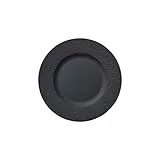 Villeroy & Boch - Manufacture Rock Frühstücksteller 22 cm, Spülmaschinenfest, Mikrowellensicher, Kuchenteller Schwarz, Teller, Kaffeegeschirr, Geschirr Schwarz, Matt, Schieferoptik, Premium Porzellan