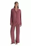 Dagi Women's Dusty Rose Regular Waist Lace Detailed Woven Trousers, Dusty Rose,36