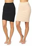 Merry Style Damen Unterrock Petticoat für Röcke MS10-204(2Pack-Schwarz/Beige, S)