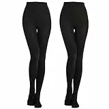 MANZI Damen Schwarz Strumpfhosen 2er Pack Blickdichte,400 DEN,M
