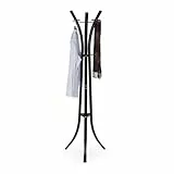 Relaxdays Garderobenständer, Stabile Standgarderobe aus Metall für Jacken, 175 cm hoher Kleiderständer, Schwarz