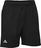 Kappa Shorts für Damen und Herren, lässige Sportshorts mit Taschen, Kurze Hose aus Baumwolle, angenehmer Stretchbund, Schwarz, Gr. M