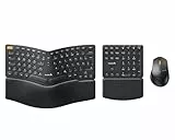 ProtoArc Ergonomische Tastatur Maus Set, EKM04 2,4 GHz Kabellos Ergo Tastatur Maus, Separater Ziffernblock, Geteiltes Design, Handballenauflage, Tastatur Split für Desktop, PC, Laptop, Windows