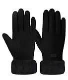 FORVEVO Handschuhe Damen Winter,Warme Touchscreen Winterhandschuhe，Thermo Handschuhe mit Fleece Futter für Outdoor Fahrrad Skifahren(Schwarz)