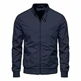 HOTIAN Herren Jacke Leichte Windbreaker Bomberjacke mit Stehkragen Jacke Übergangsjacke Freizeit jacke mit Reißverschlusstaschen