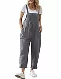 YESNO Latzhose Damen Breites Bein mit Träger Baumwolle Jumpsuit Sommer Oversize Lose Hose Retro Lange Overall Baggy Sommerhose PZZDEG