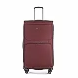 Stratic Bendigo Light + Koffer Weichschale Reisekoffer Trolley Rollkoffer groß, TSA Kofferschloss, 4 Rollen, Erweiterbar, Größe L, Redwine