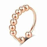 INFUSEU Anti Stress Ringe, Fidget Angstring Rosegold Ringe Verstellbar Bead Einstellbare Spinner Worry Schmuck Anxiety Ring Geschenk für Frauen Damen Mädchen