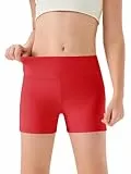 Haloumoning Mädchen Shorts Sommer Kurze Leggings Kinder Einfarbig High Waist Radlerhose Yoga Tanz Gym Sportleggings Unter Rock Kurz Hose 5-14 Jahre, Rot, 11-12 Jahre