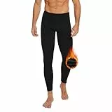 AKKQHH Thermo Unterhosen Herren Lange Warm Thermohose Männer Thermounterwäsche Winter Skiunterwäsche Fleece Funktionsunterwäsche Unterwäsche Hose(Schwarz,M)