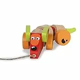 JAMARA Holzspielzeug Kidiwood Nachzieh Dackel - ab 18 Monaten, Massivholz - Bergahorn und Buche, Farben auf Wasserbasis, fördert die motorische Fähigkeiten und Tastsinn, Ziehschnur