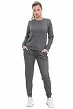 Bahob® Damen-Sportbekleidungs-Set, Rundhalsausschnitt, 2-teilig, Trainingsanzug, Stretch-Leggings, Yoga, Workout, Trainingsanzüge, Sportbekleidung, Set S bis XL, anthrazit, XS